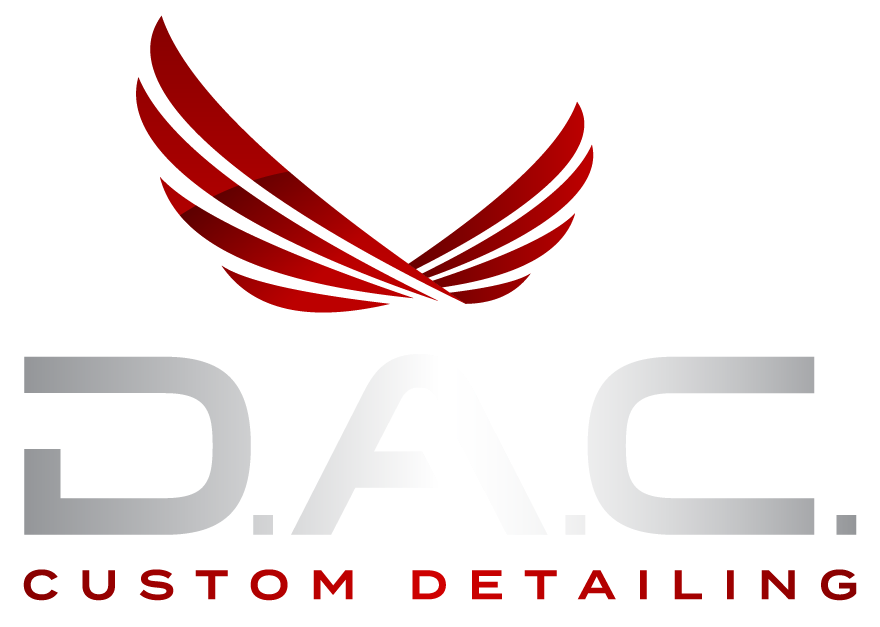 A logo for a company called d.a.c. custom detailing