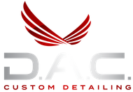 A logo for a company called d.a.c. custom detailing