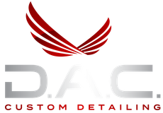 A logo for a company called d.a.c. custom detailing