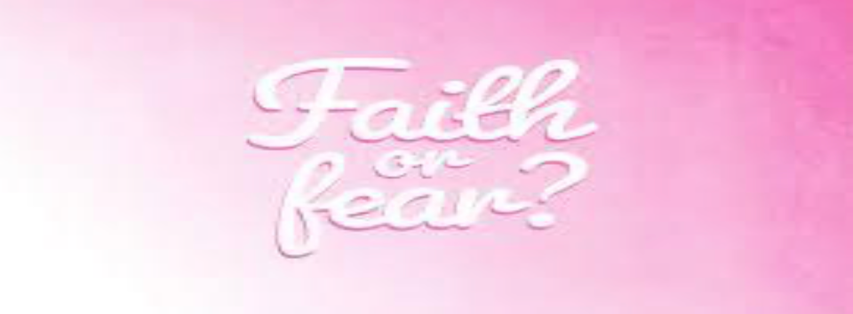 A pink background with the words `` faith or fear '' written on it.