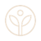 A line drawing of a person with leaves in a circle.
