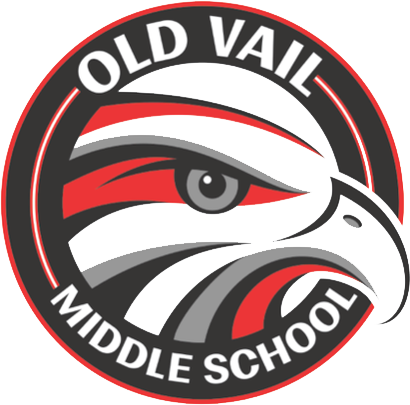 The logo for old vail middle school shows an eagle 's head in a circle.