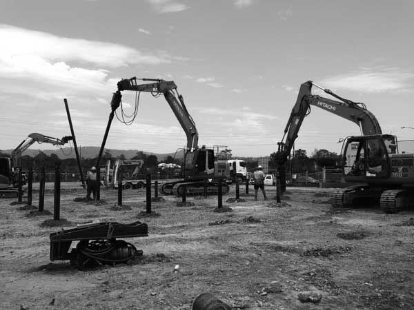 machines working at a construction site