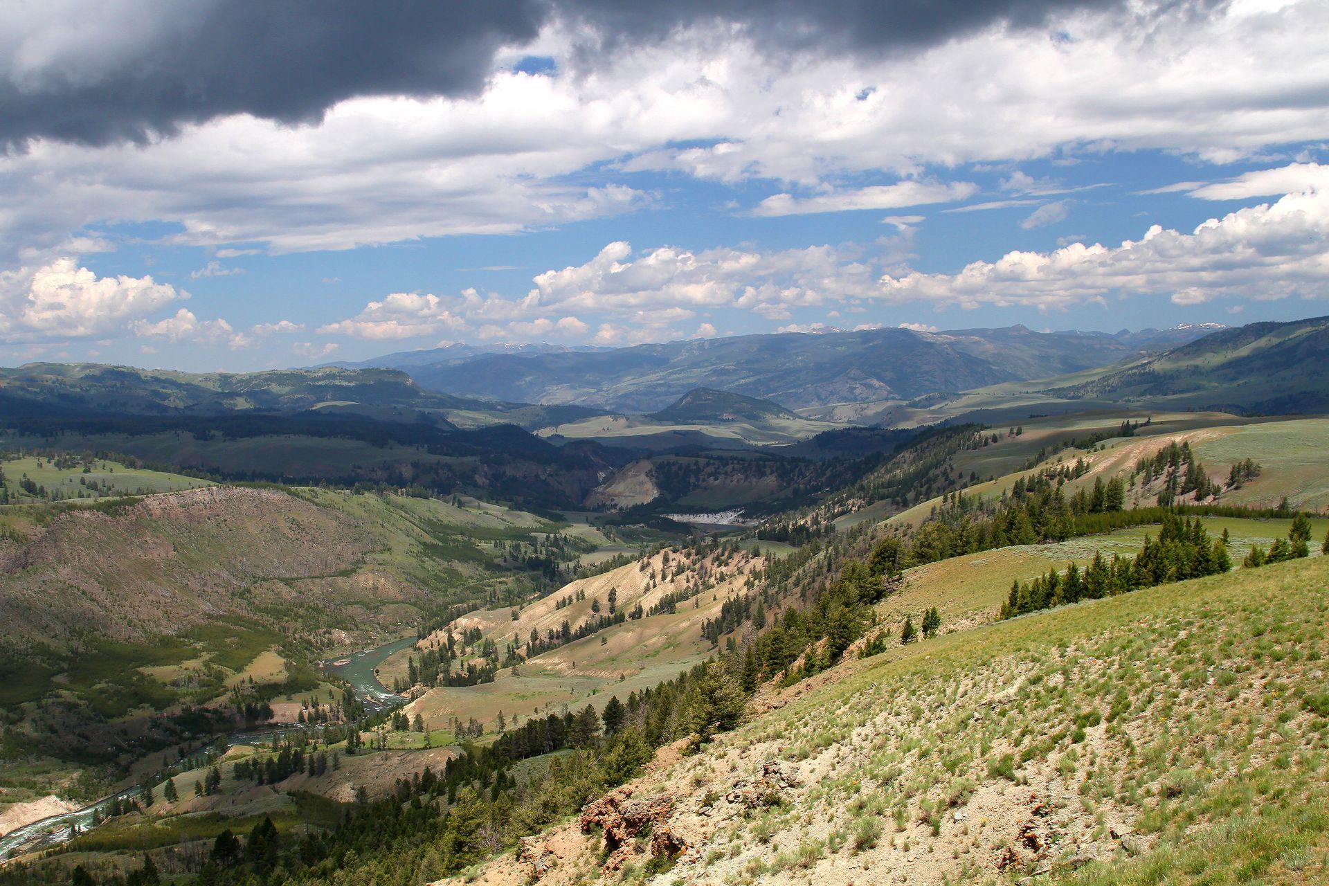 The Yellowstone River from the Agate Creek Trail Backpacking and fly fishing along a remote section of the Grand Canyon of the Yellowstone.