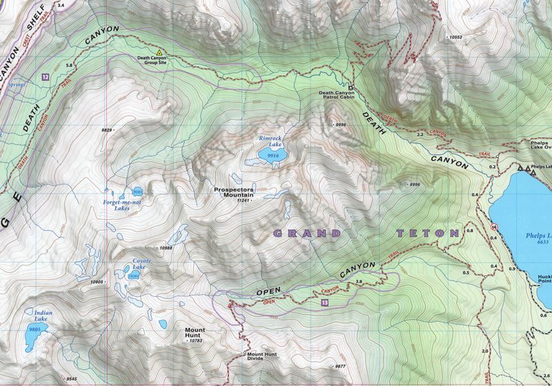 Sample map of Grand Teton National Park. Beartooth Publishing Bozeman, Montana.