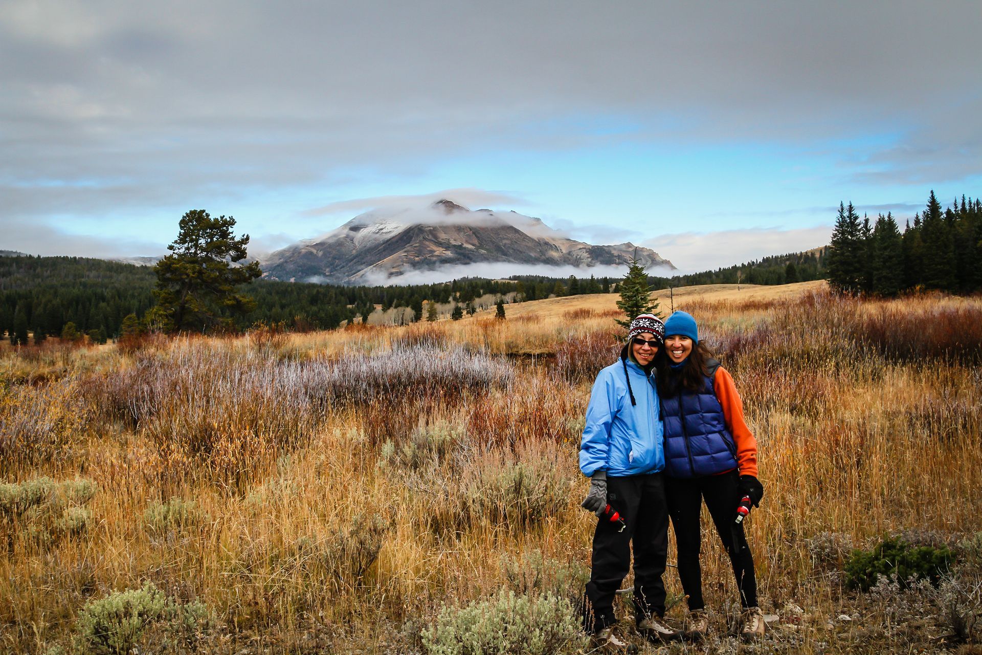 Backpackers navigate the beautiful open meadows on the approach to Electric Peak.