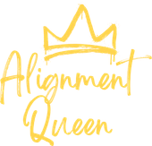 Gold crown above “Alignment Queen” in cursive lettering on a white background | Cruz-N-Carz