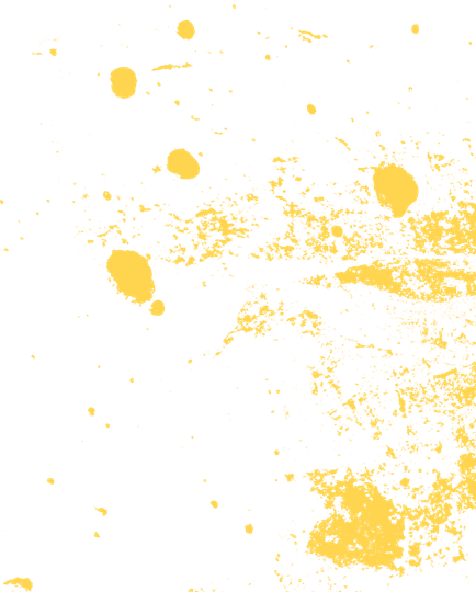 Yellow paint splatters scattered across a white background, with heavier splashes on the right side. | Cruz-N-Carz