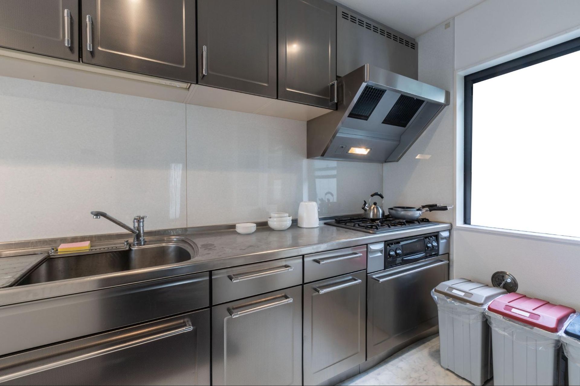 Kitchen with Stainless Steel Cabinets