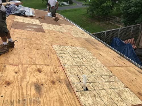 men installing new roof
