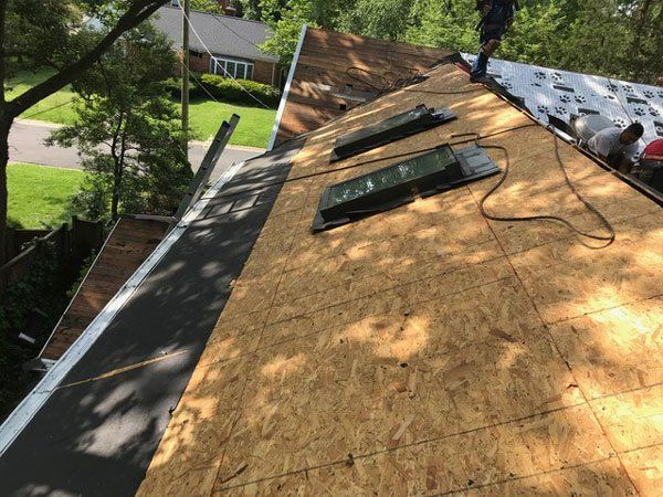 bare roof with skylights