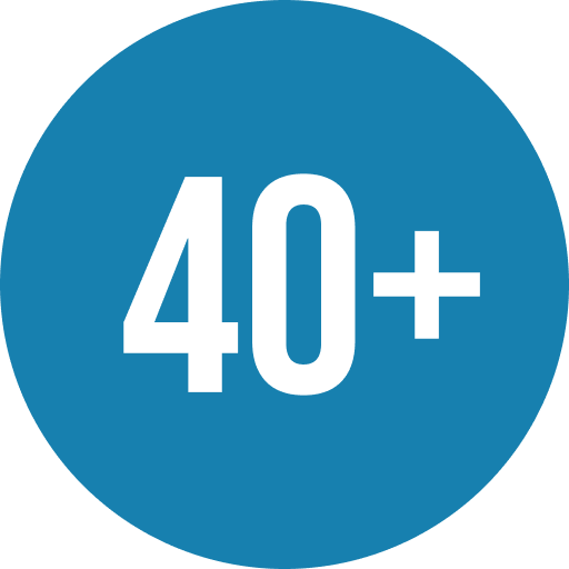 The number 40 with a plus sign