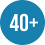 The number 40 with a plus sign
