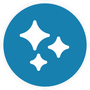 A blue circle with three white stars in it