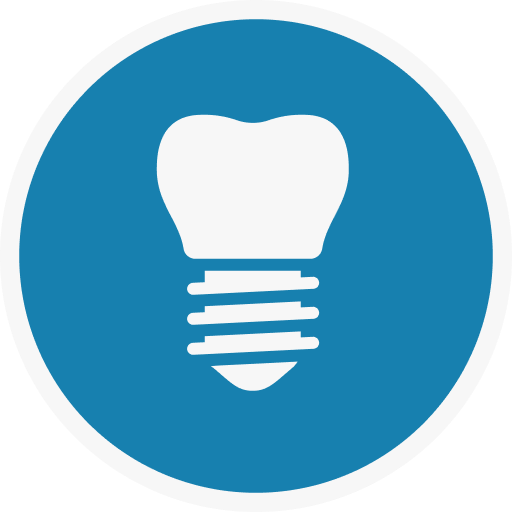 An icon of a tooth in a blue circle