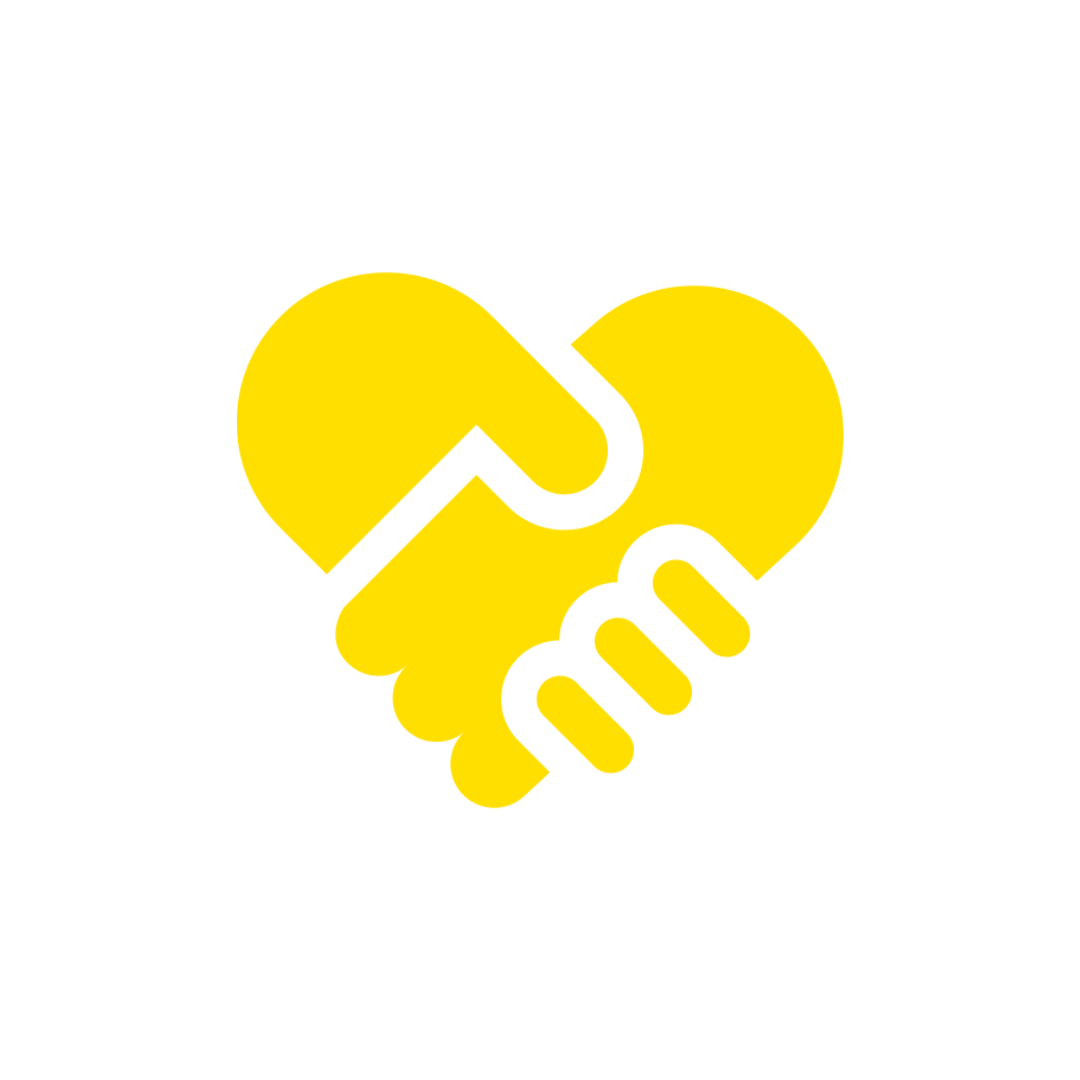 A handshake in the shape of a heart.