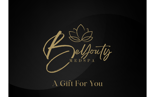 A black and gold gift card with the words `` a gift for you '' on it.