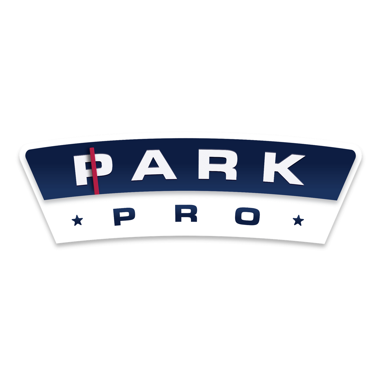 Park Pro logo, blue and white shield, 