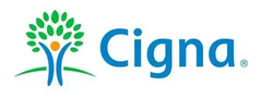 Cigna logo with a stylized green tree and blue wordmark on a white background