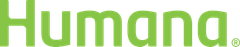 Humana logo in green with a white underline