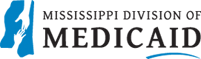 Mississippi Division of Medicaid logo with blue state icon and black text