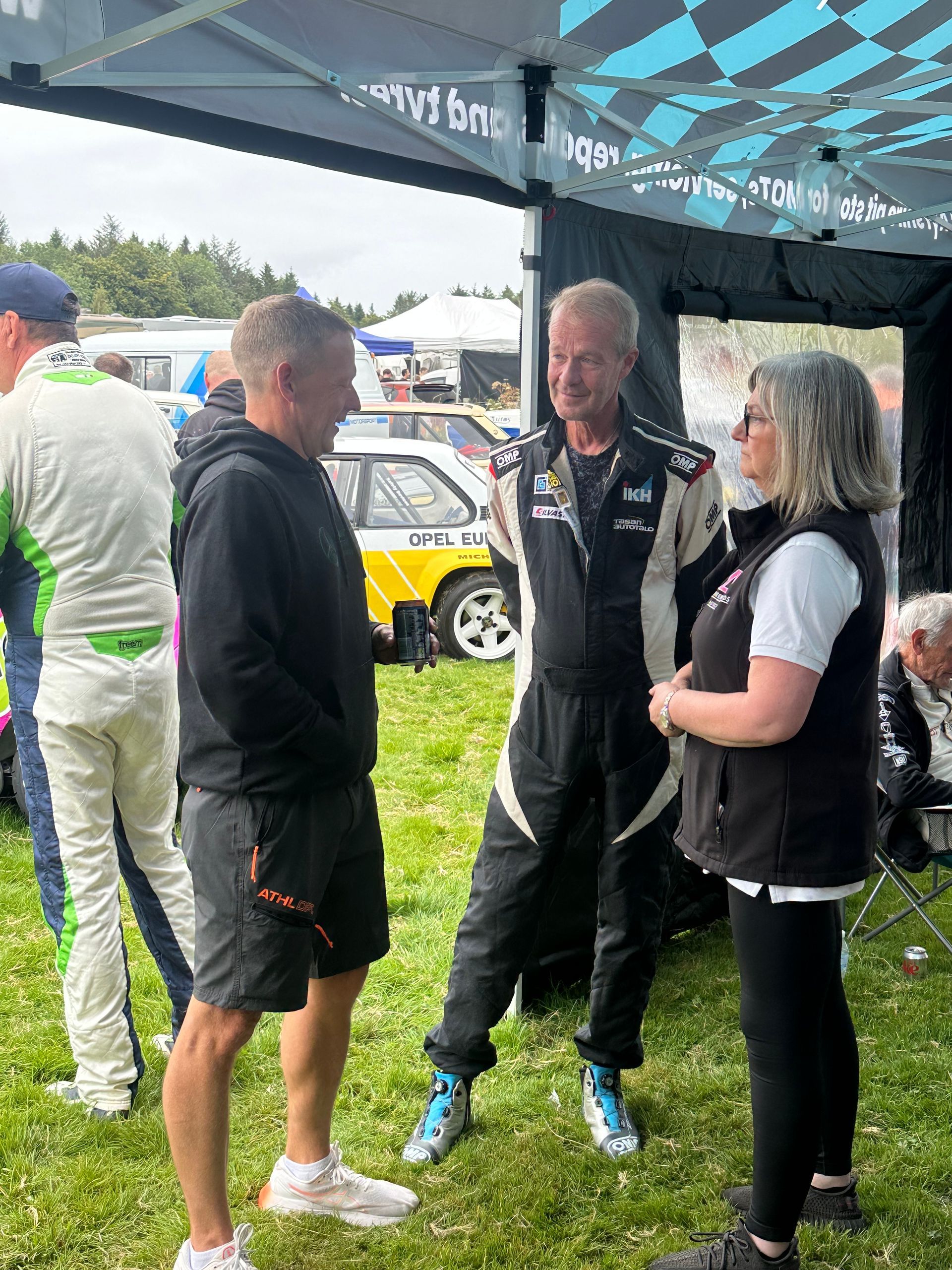 Fans and drivers mingling at the rally festival