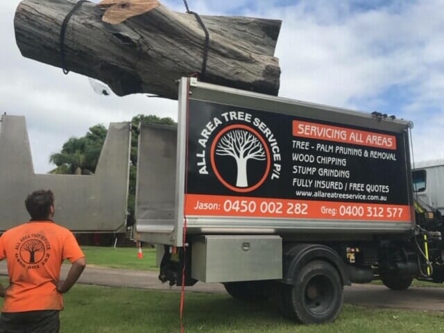 All Area Tree Services Moving Trunk to a Truck — Tree Services on the Central Coast, NSW