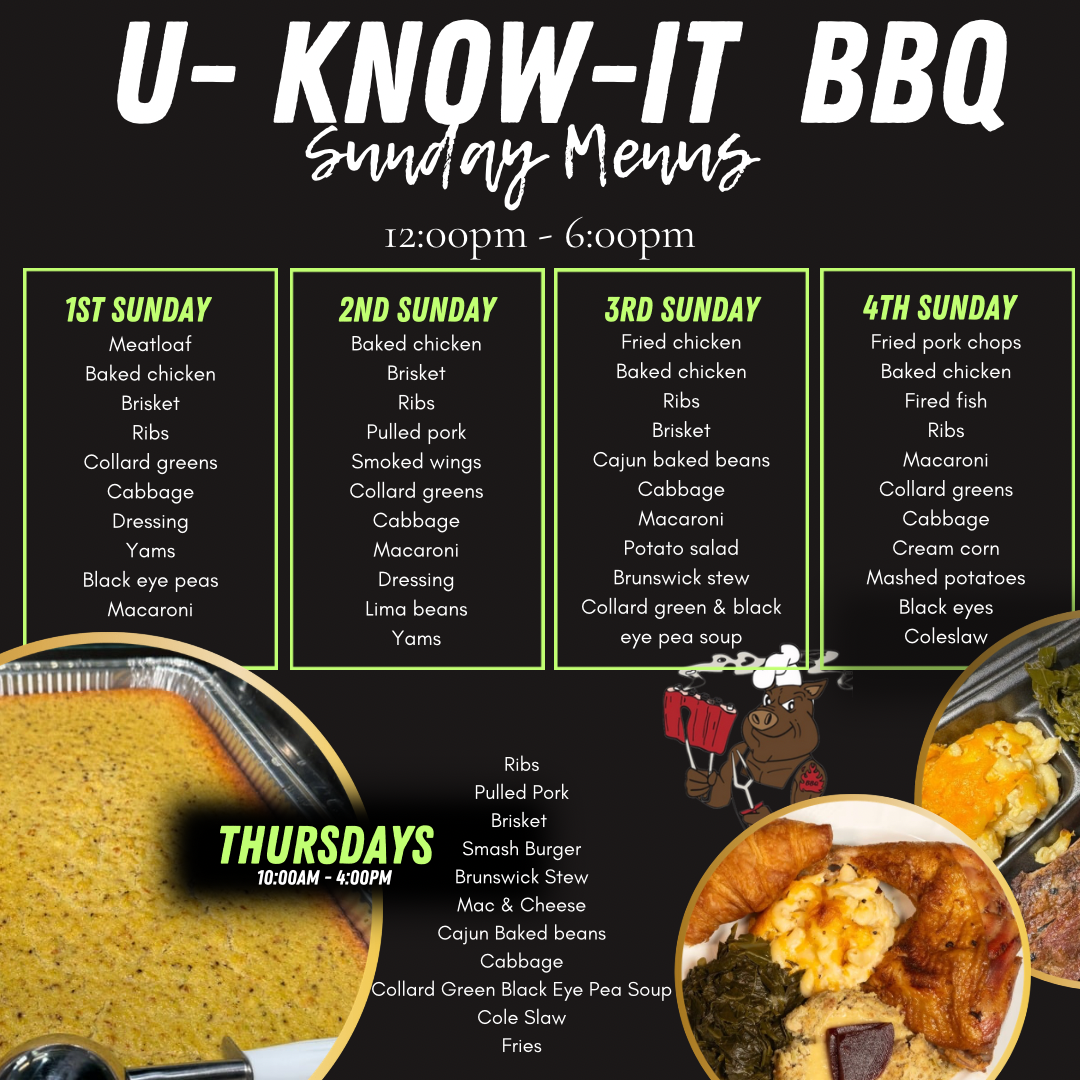 U Know It BBQ - Menu - 770-502-5259