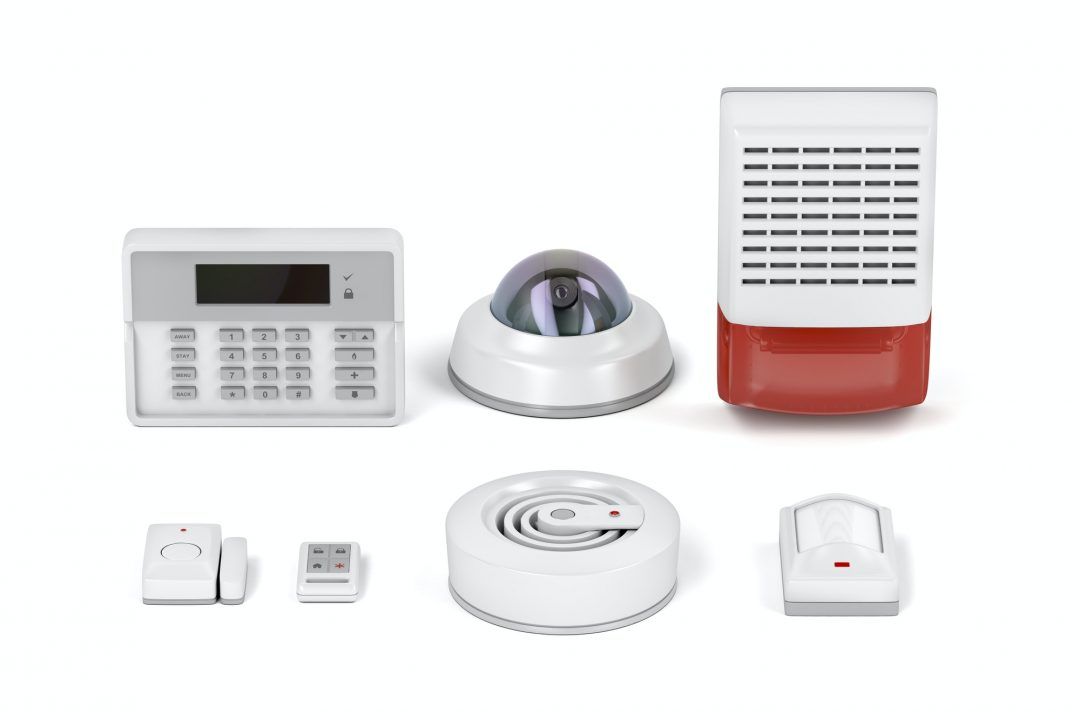 A set of security systems on a white background.