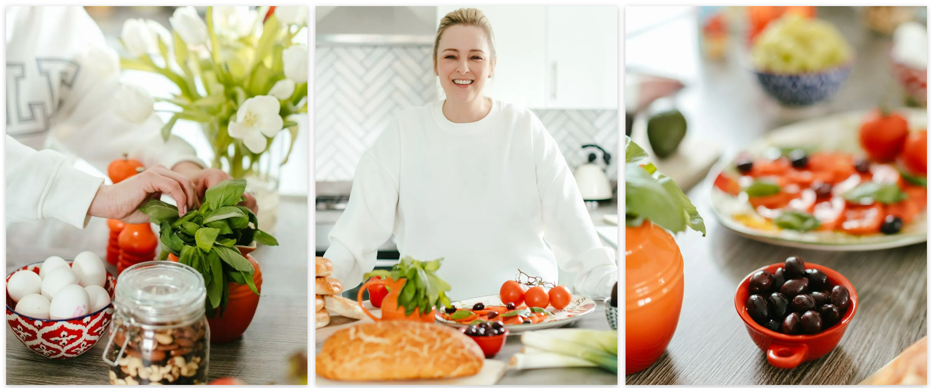 A woman is standing in a kitchen preparing food.