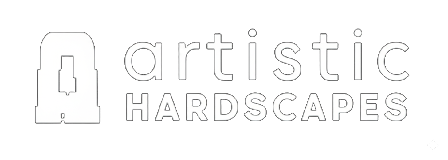 The logo for Artistic Hardscapes features a stylized letter "A" next to the company name in a clean, outlined font.