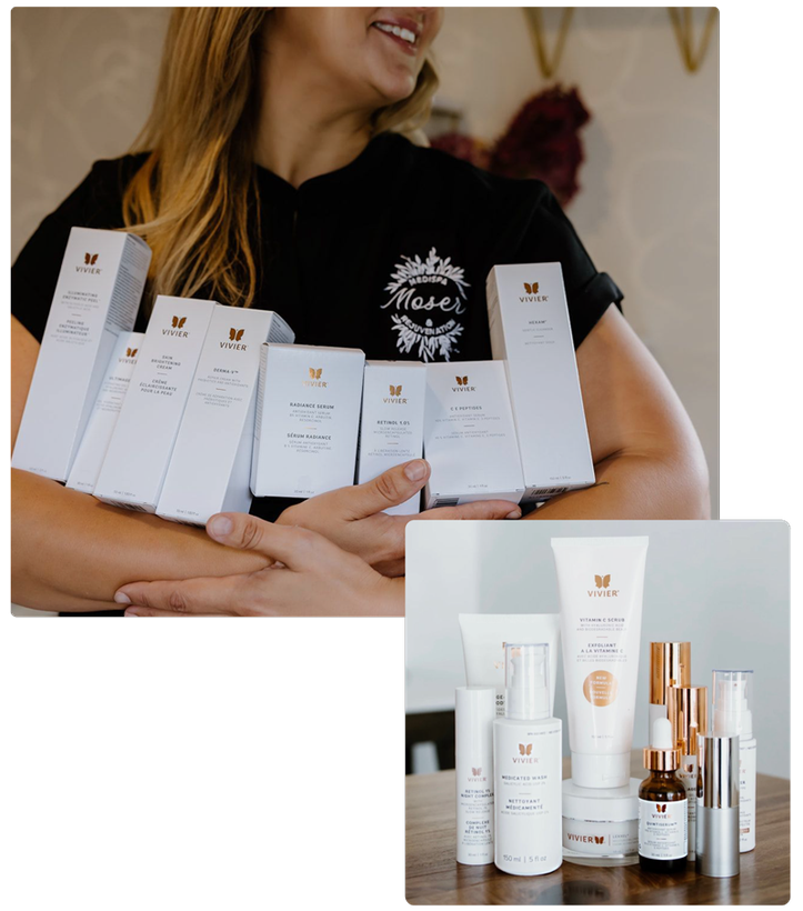 Cynthia from Moser Mediaspa is showing off products from Viver.