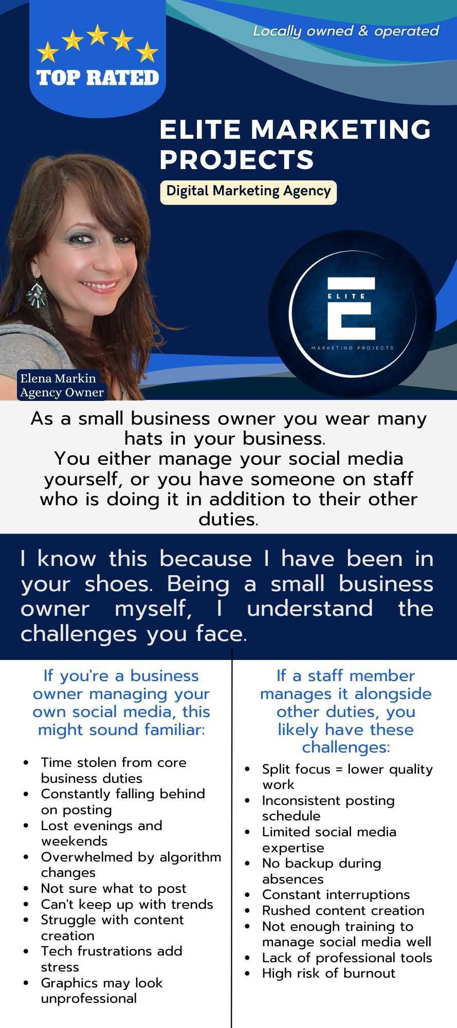 Professional Graphic Design in British Columbia - Elite Marketing Projects social media management services promotional card