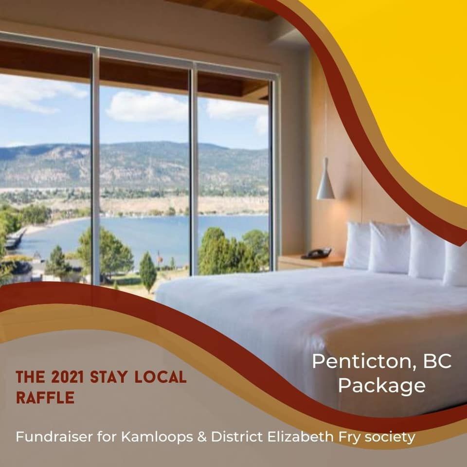 Social media graphics Kamloops, BC - Elizabeth Fry Society fundraiser promotional image for Penticton getaway