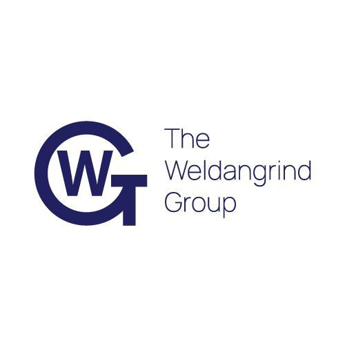 Logo design Kamloops - The Weldangrind Group corporate identity featuring stylized WG initials in navy blue.