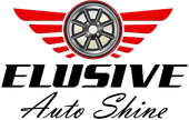 Logo: Red winged emblem with a car wheel centered above