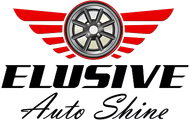 Logo: Red winged emblem with a car wheel centered above 