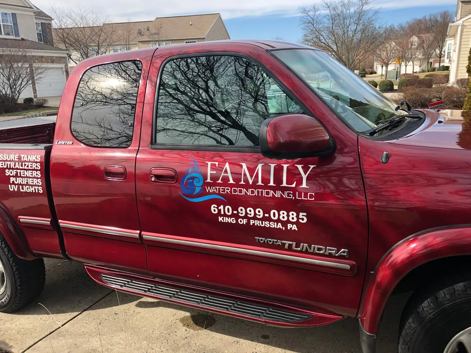 Red pickup truck with 