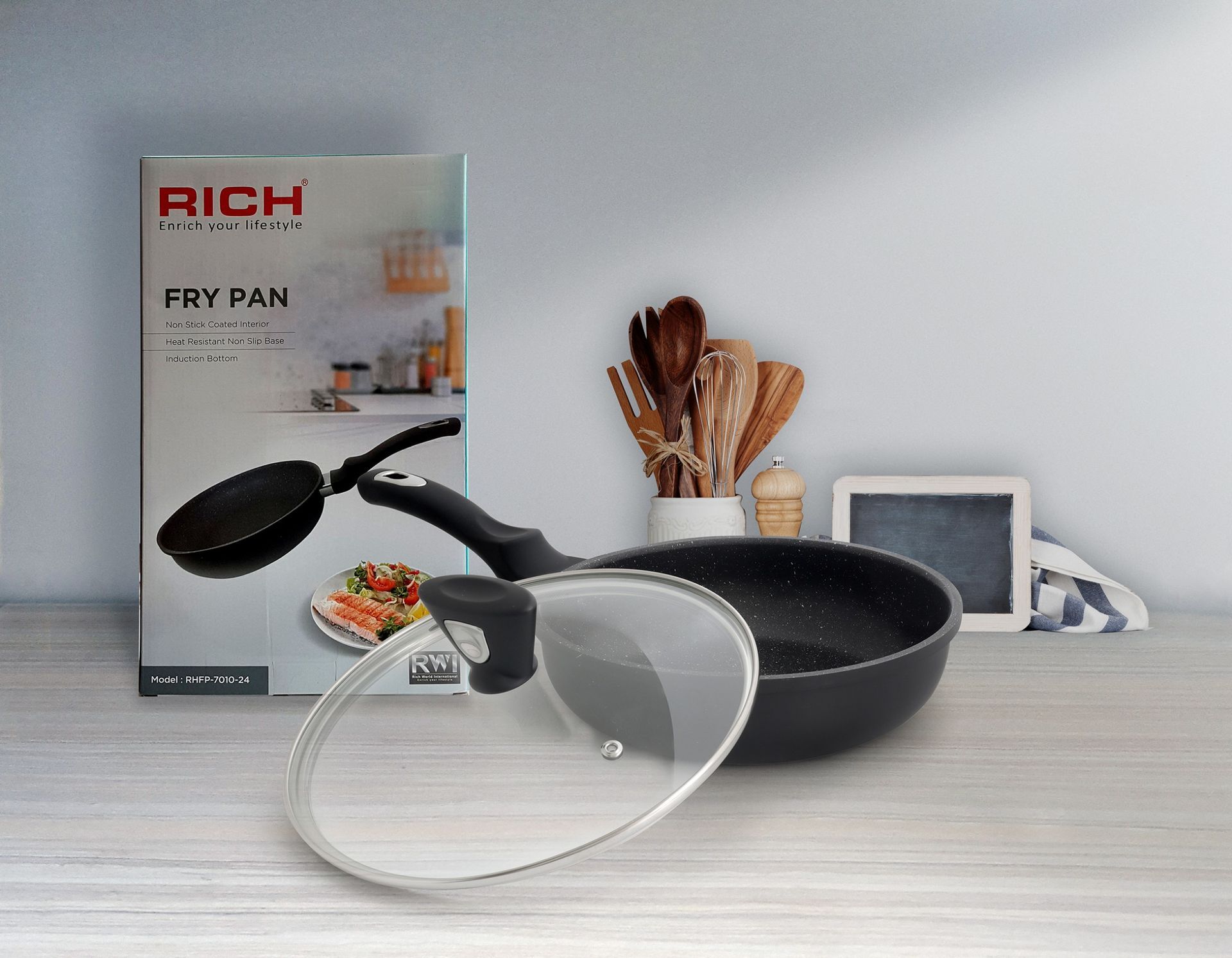 里奇IH平底鍋附玻璃蓋