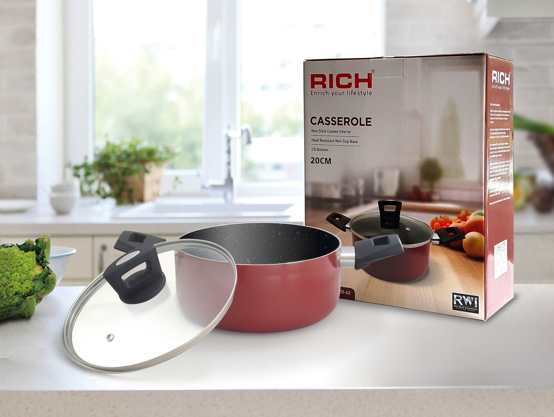 里奇防滑湯鍋附玻璃蓋