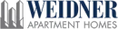 Weidner Apartment Homes logo with gray building silhouettes and dark blue text.