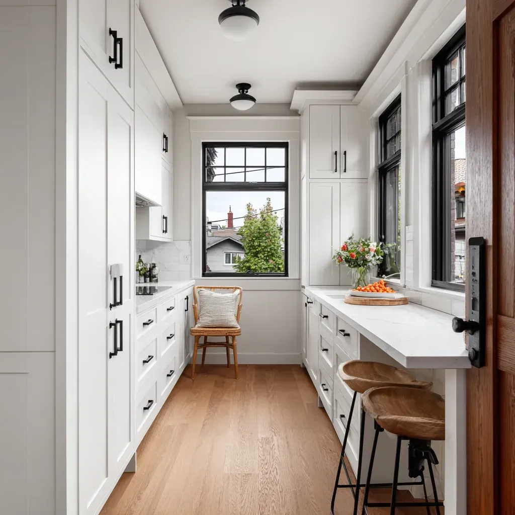 Premium Vancouver kitchen renovation featuring granite island seating area, hardwood flooring upgrade, modern hardware installation, and structural wall removal.
Contemporary kitchen remodel Vancouver BC showcasing marble countertops, waterfall island edge profile, and high-end kitchen remodeling craftsmanship.
Vancouver kitchen remodeling experts completing custom cabinetry installation, quartz slab countertop upgrade, and energy-efficient appliance integration.
Residential Vancouver kitchen renovation featuring stone backsplash, hardwood flooring replacement, and luxury custom cabinet millwork.