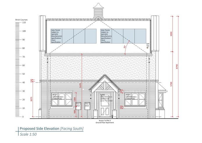 A black and white drawing of a house with measurements