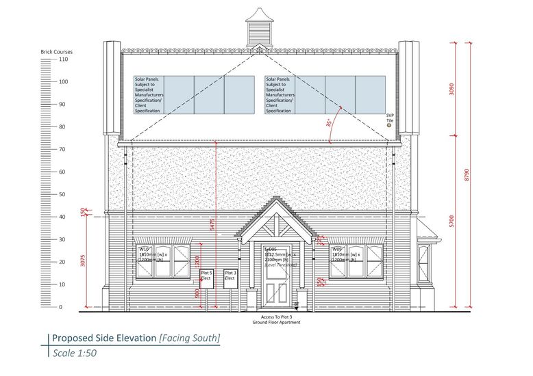 A black and white drawing of a house with measurements