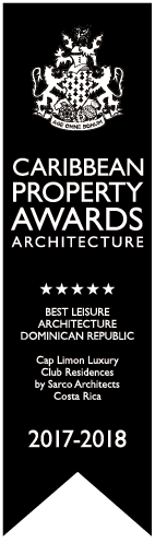 a black and white banner that says caribbean property awards architecture