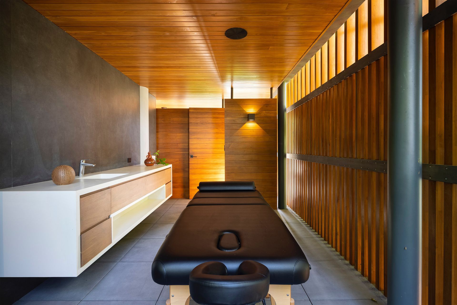 A luxury spa-like bathroom