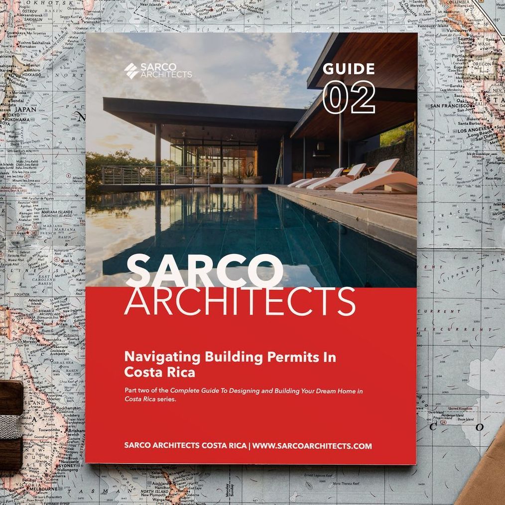 cover of the sarco architects free guide to navigating building permits in costa rica