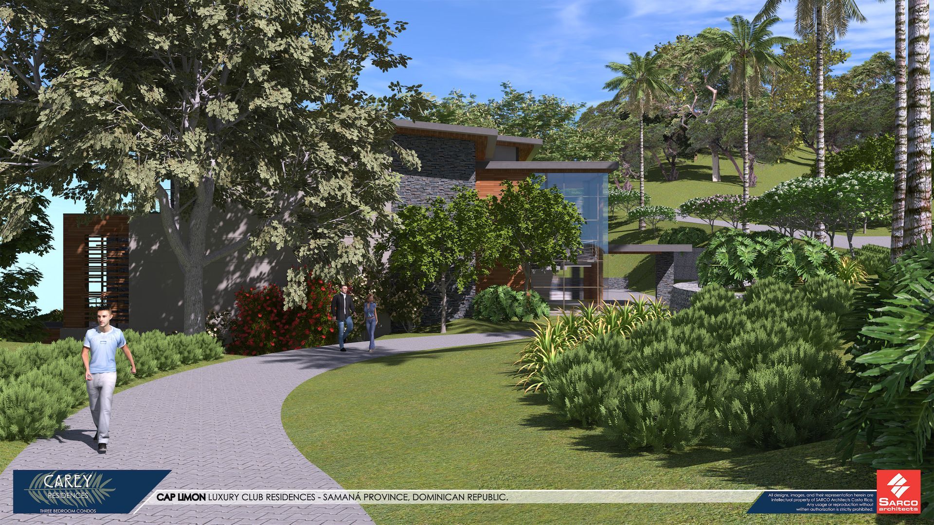 a man is walking down a path in front of a house .