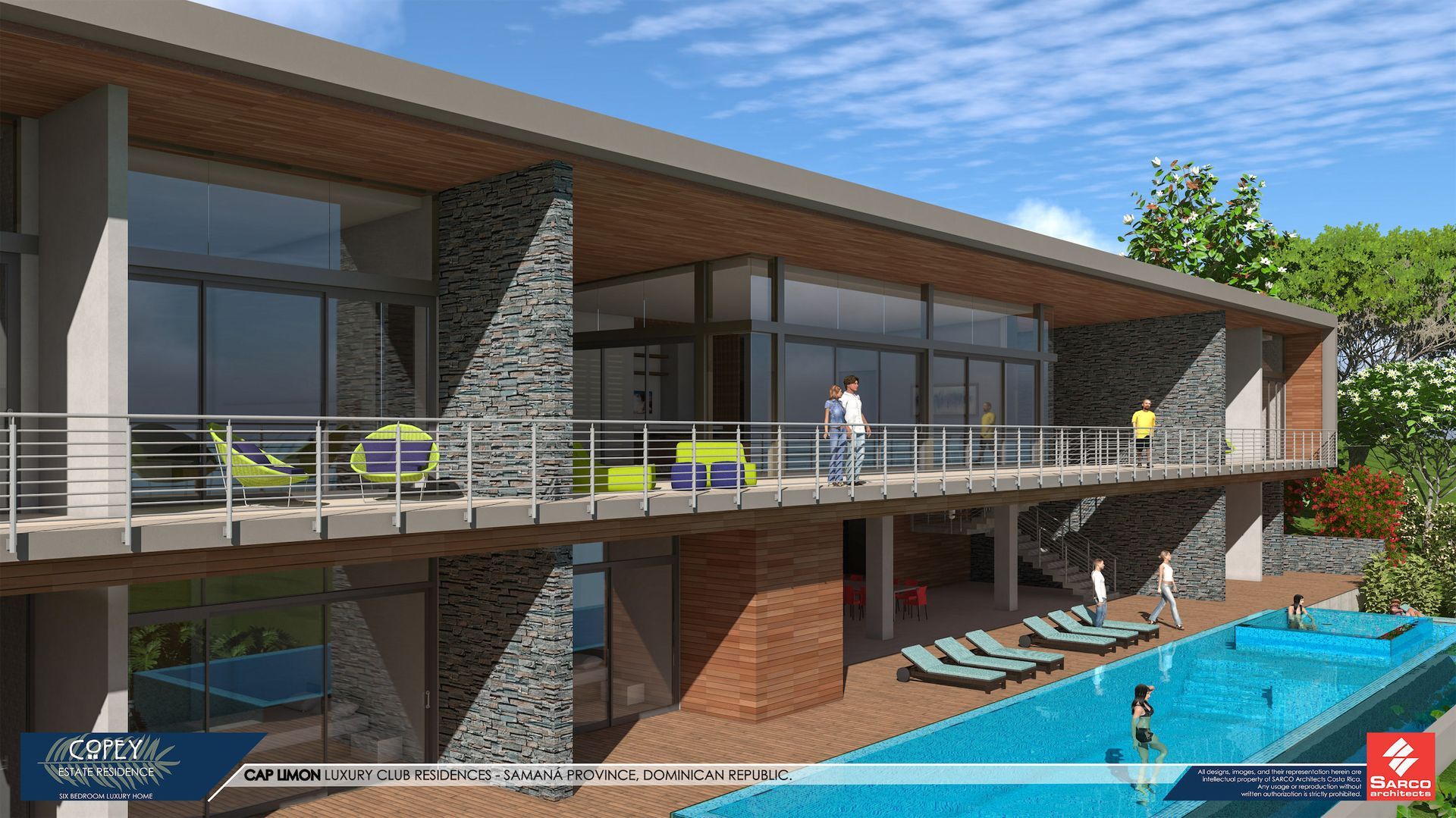 an artist 's impression of a house with a swimming pool .