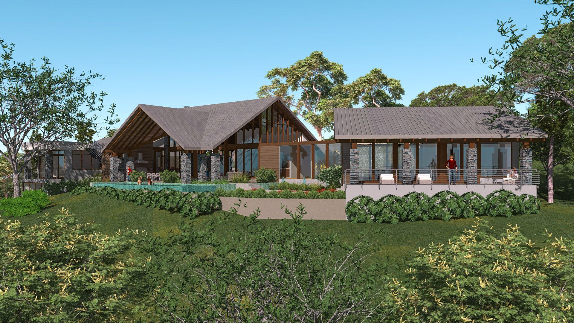 an artist 's impression of a house on a hill